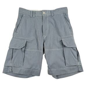 Polo Ralph Lauren Seersucker Cargo Shorts Blue White Stripe 33 Coastal Nautical
